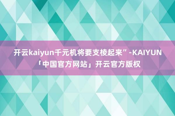 开云kaiyun千元机将要支棱起来”-KAIYUN「中国官方网站」开云官方版权