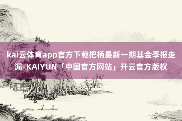 kai云体育app官方下载把柄最新一期基金季报走漏-KAIYUN「中国官方网站」开云官方版权