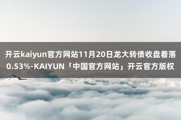 开云kaiyun官方网站11月20日龙大转债收盘着落0.53%-KAIYUN「中国官方网站」开云官方版权