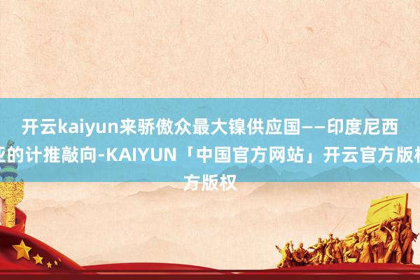 开云kaiyun来骄傲众最大镍供应国——印度尼西亚的计推敲向-KAIYUN「中国官方网站」开云官方版权